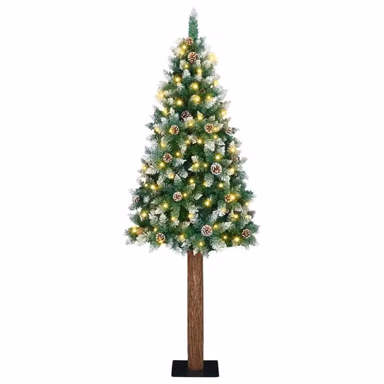 Berkfield Home Elegant Slim Christmas Tree with 300 LEDs in Green and White, Height: 180 cm