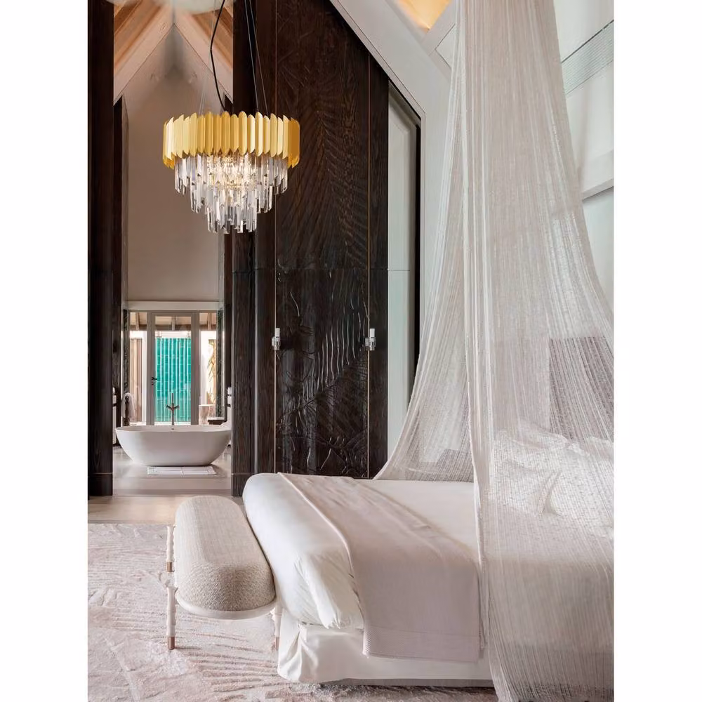 Nova Luce Magnolia Suspended Pendant Ceiling Light in Gold/Brass with Crystal and Metal, Height Adjustable, E14 – 2