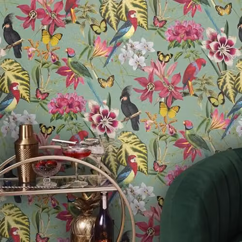 Graham & Brown Envy Paradiso Multicolour Green Floral and Botanical Wallpaper Roll – 2