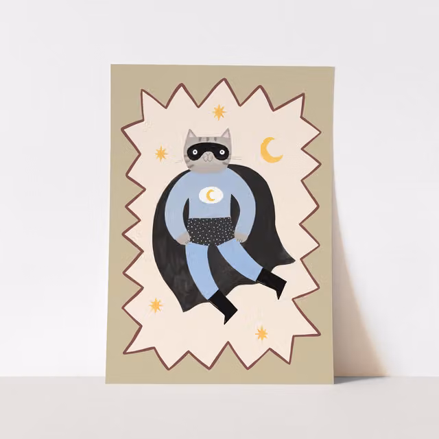 Kid of the Village Night Paw Superhero Multicolour Fine Art Paper Poster, W: 30 cm, H: 40 cm