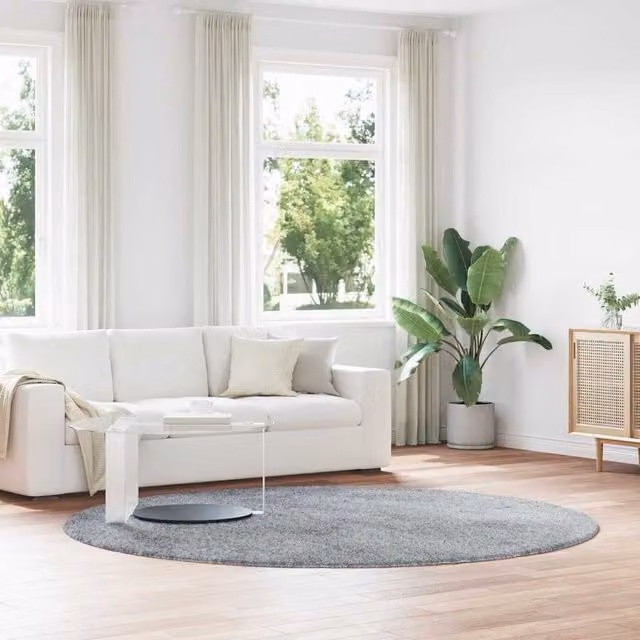 Berkfield Home NAVARRA Shaggy High Pile Rug, Silver Grey, W/D/H: 240 x 240 x 1 cm – 1