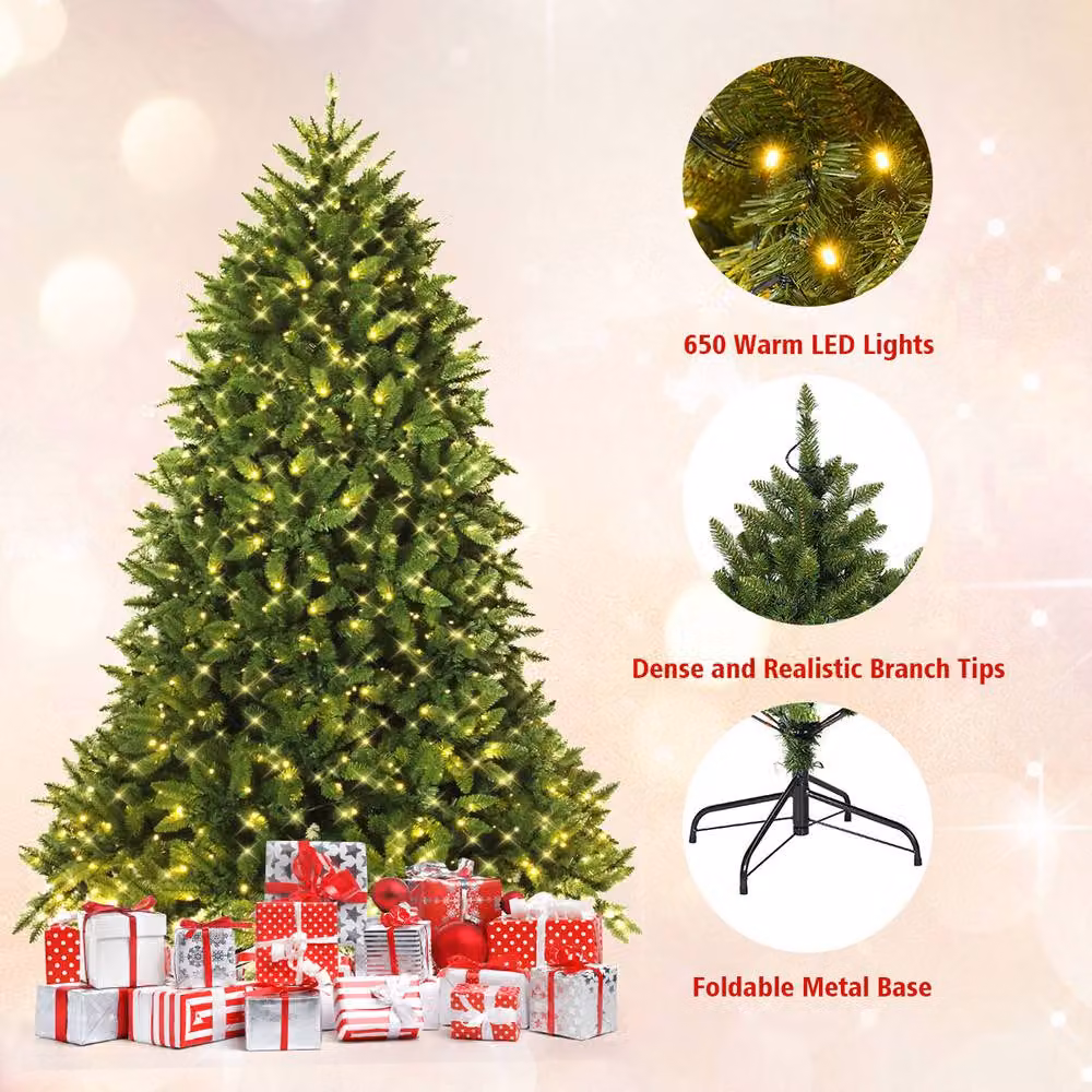 CASART 6ft Pre-lit Artificial Green Fir Christmas Tree with 1250 Branch Tips – 3