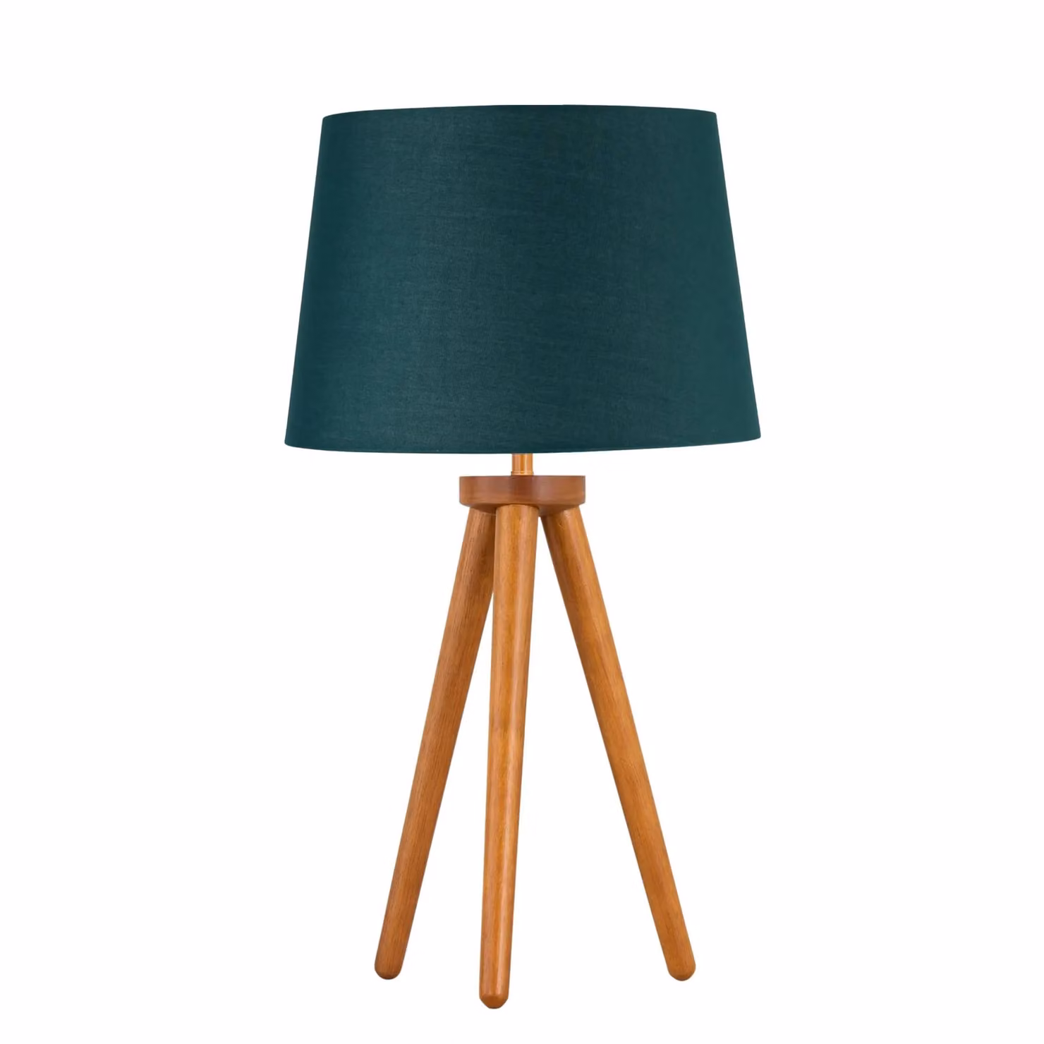 First Choice Lighting Set of 2 Dark Oak Table Lamps with Dark Green Fabric Cylinder Shades – 2