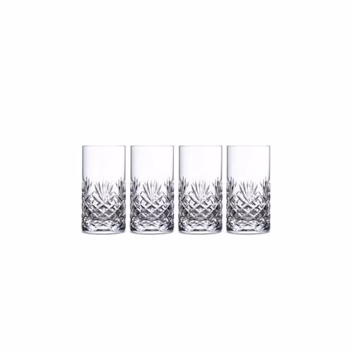 Royal Doulton Highgate Geometric Crystal Highball Tumbler Glasses, Set of 4, Transparent