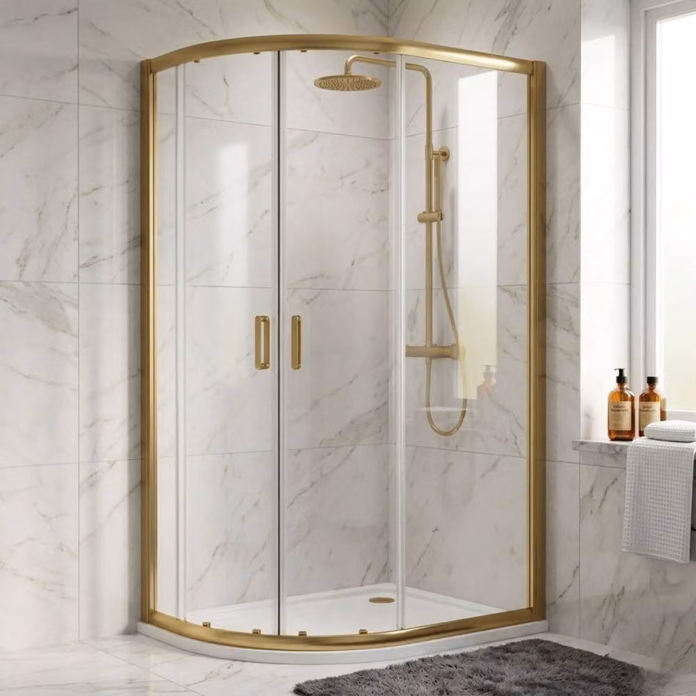 Balterley Ellenhall 8mm Glass Offset Quadrant Corner Sliding Shower Enclosure, W: 120 cm, D: 80 cm, H: 190 cm, in Black or Gold – 2