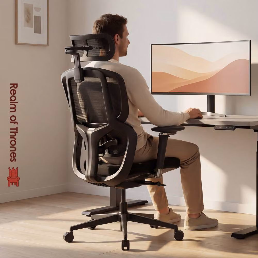 Realm of Thrones Ergonomic Mesh Office Chair in Black for Professionals and Home Office, W/D/H: 120 x 62.98 x 66 cm – 6