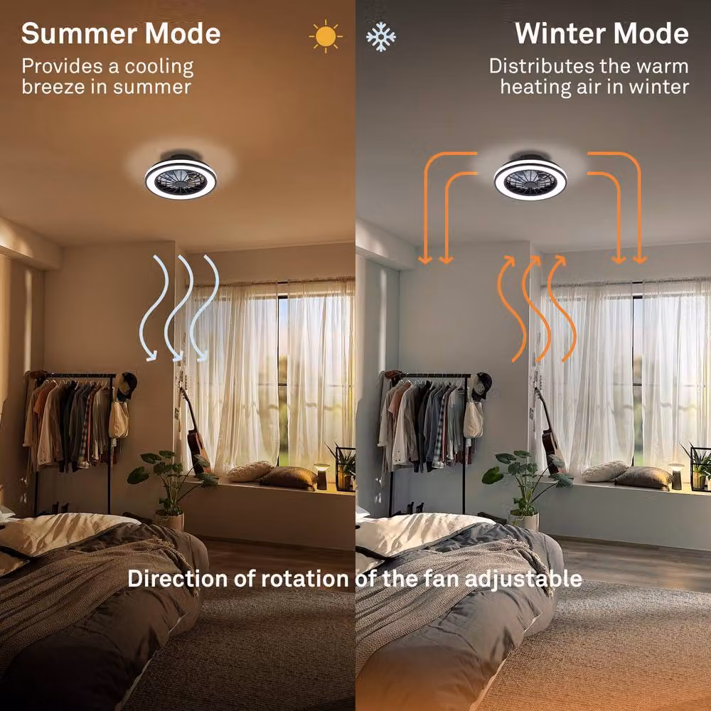 Briloner Black 24W CCT Dimmable LED Ceiling Light with Fan and Remote Control – 3