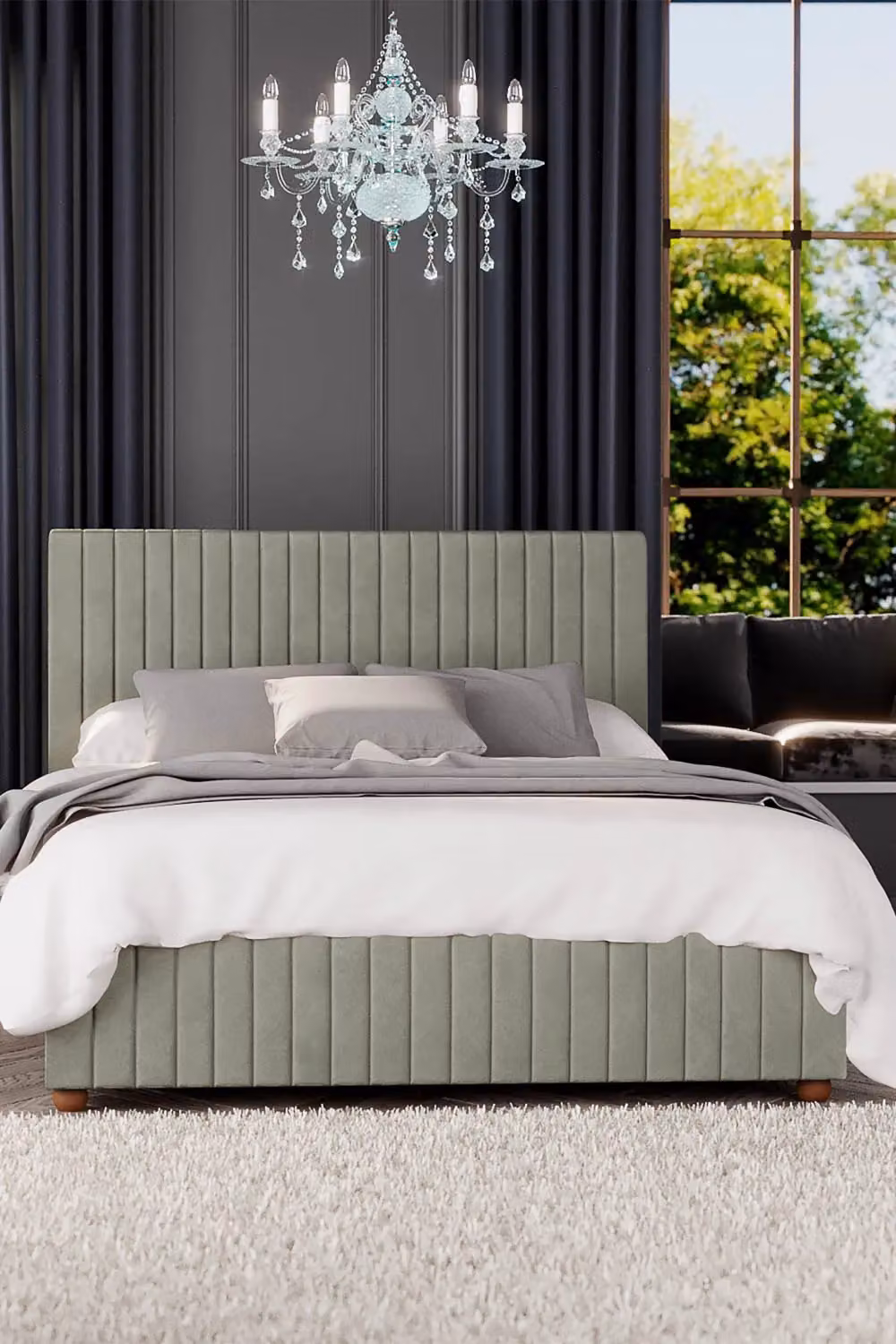 Laurence Llewelyn-Bowen Estella Ottoman Storage Bed in Duck Egg Blue Plush Velvet Fabric, Double Size (140 x 200 cm) – 2