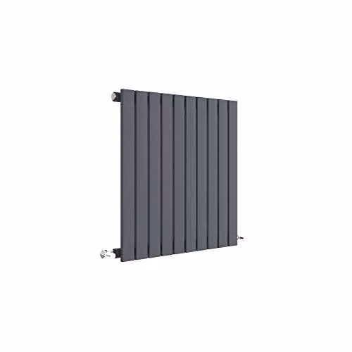 nuie HLA55 Sloane Modern Home Wall Mount Designer Horizontal Single Panel Radiator, W: 60.0 cm, H: 58.6 cm, D: 5.3 cm, Anthracite