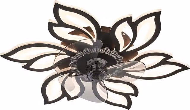 Living Star Modern Flower Shape Ceiling Fan with Light and Timer in Black