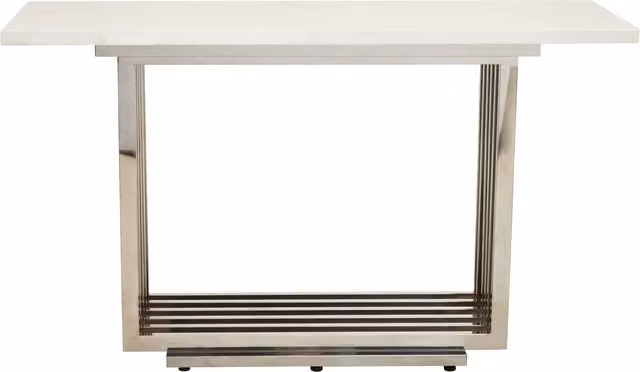 Orsina Moda White Marble and Silver Geometric Console Table