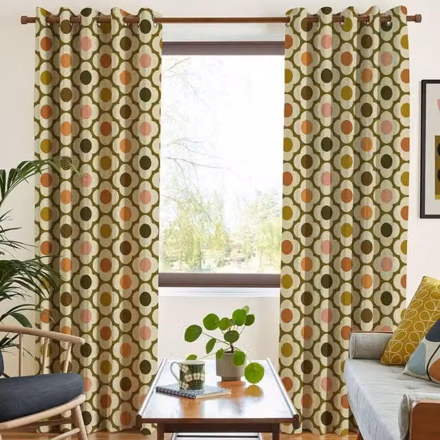 Orla Kiely Multi Autumn Spot Flower Made To Measure Blackout Eyelet Curtains in Multicolour Cotton
