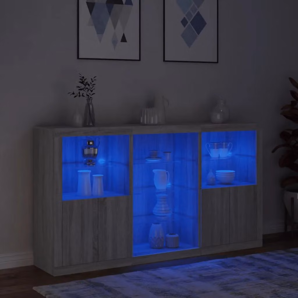 Berkfield Home Modern Sideboard with Integrated LED Lights in Grey Sonoma, W: 181.5 cm, D: 37 cm, H: 100 cm – 5