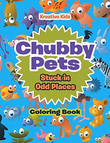 Kreative Kids Chubby Pets Stuck in Odd Places Colouring Book for Children, Multicolour