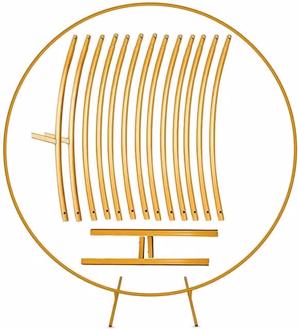 Neel Blue Round Metal Balloon Arch Frame with Floor Base in Gold, Height: 250 cm
