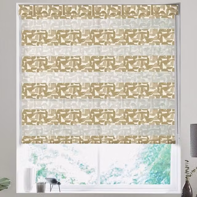 Terrys Ella Made to Measure Day and Night Blind in Beige Graphic Textile