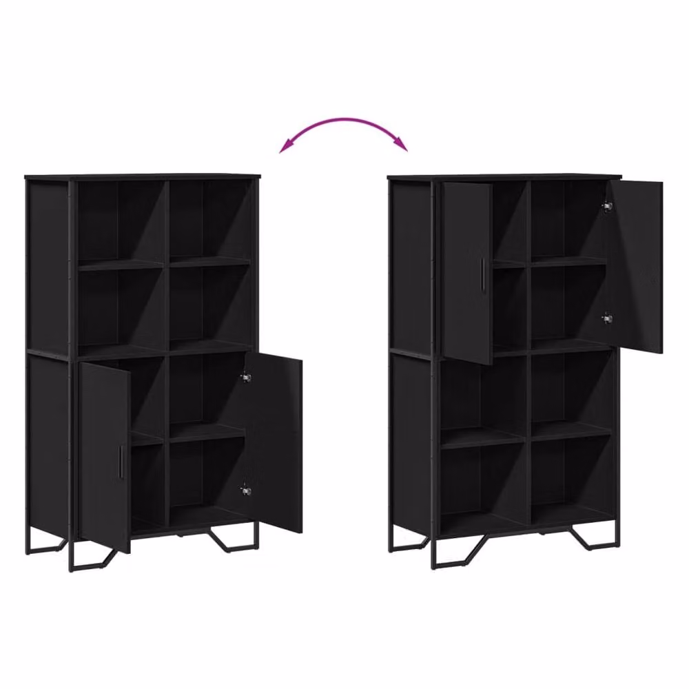 Berkfield Home Black Matt MDF Highboard W: 79.5 cm, D: 35.5 cm, H: 137.5 cm – 5