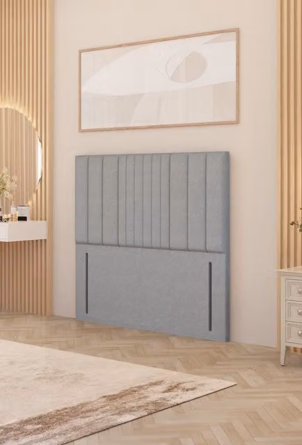 Somnior Alexas Small Double Floor Standing Headboard in Light Grey Linen Fabric
