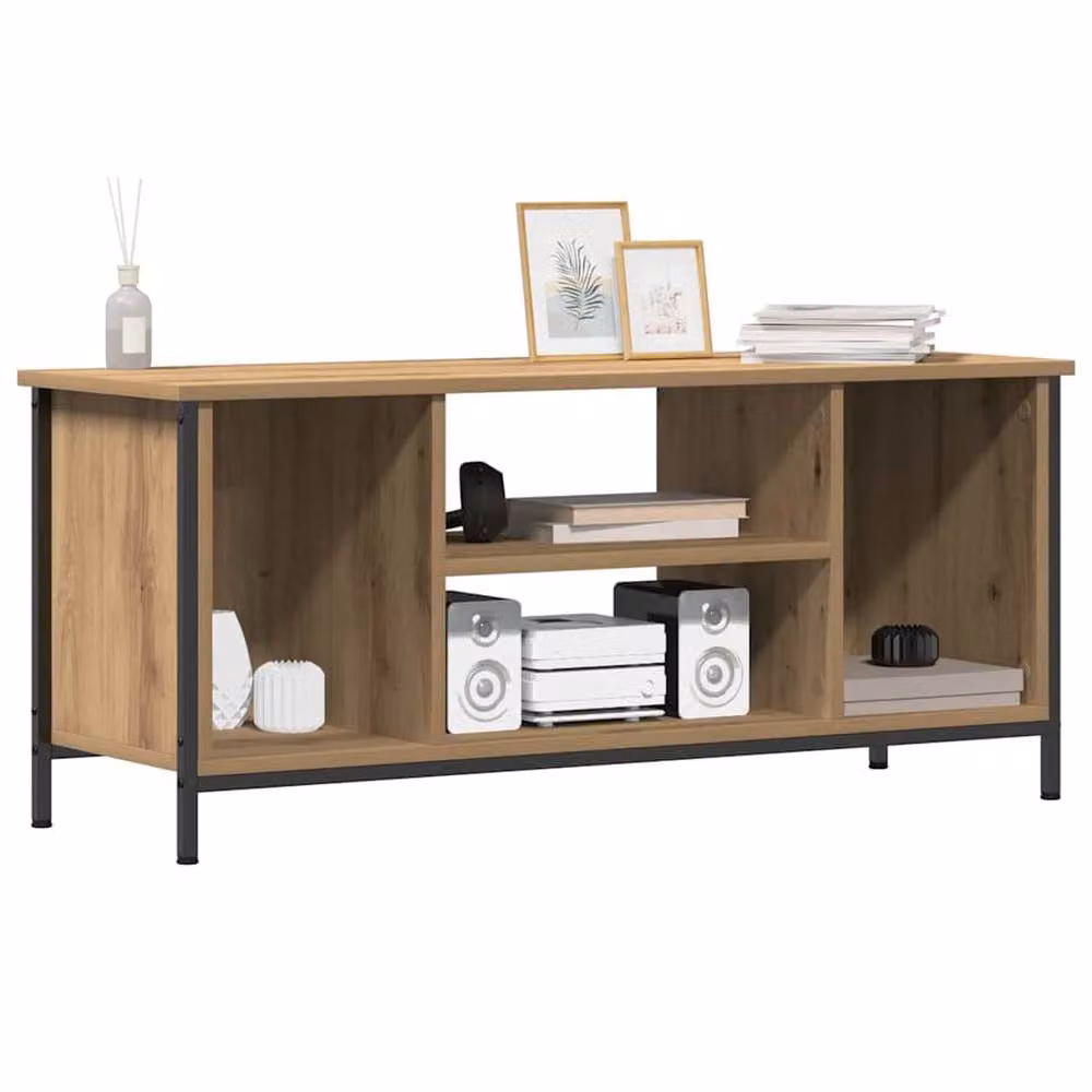 Berkfield Home Artisan Oak TV Stand in Brown and Black, W/D/H: 102 x 35 x 45 cm – 3