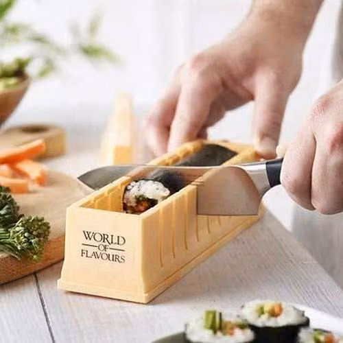 KitchenCraft World of Flavours Japanese Style Sushi Making Kit, Yellow, W: 23 cm, D: 6 cm, H: 7 cm – 4