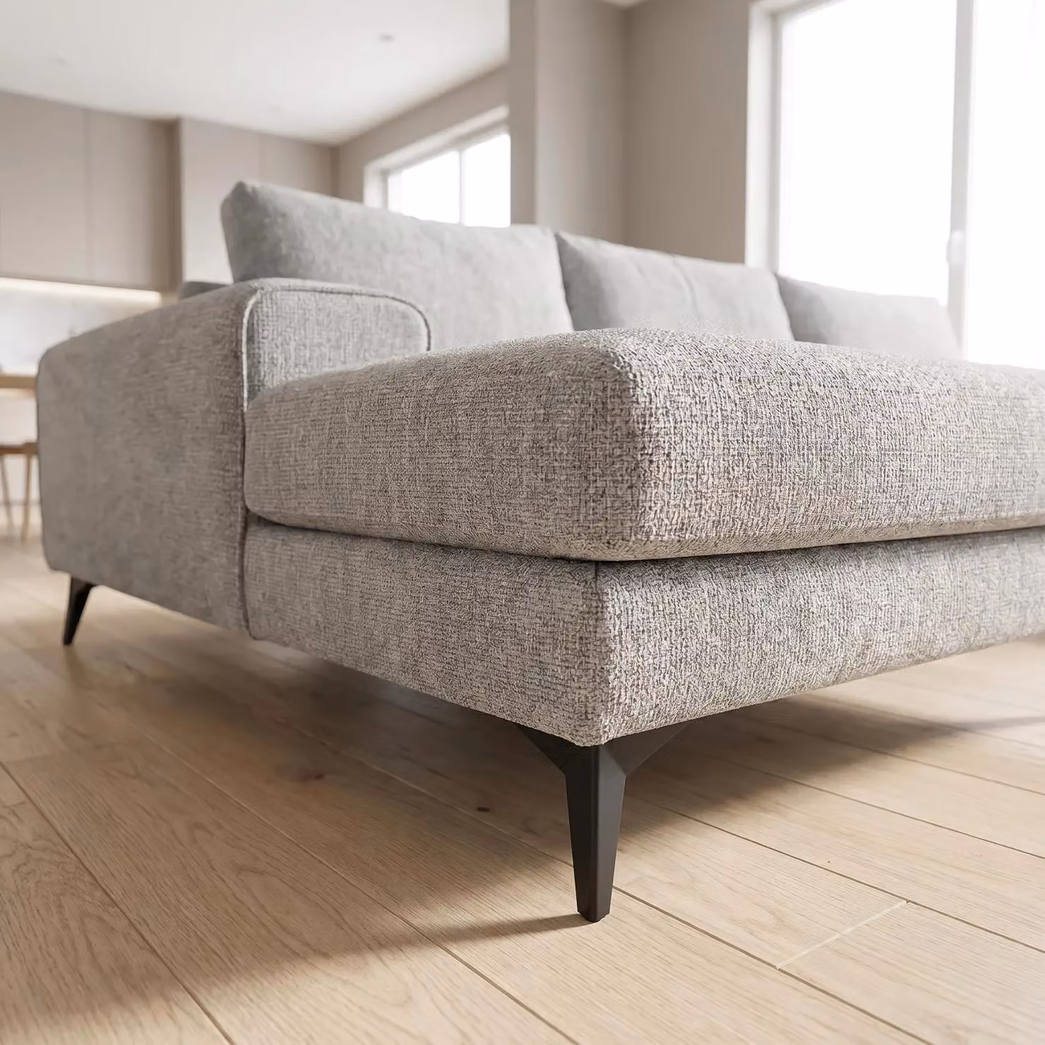 Abakus Direct Venice Left-Facing Corner Sofa in Grey Fabric with Deep Seats and Extra-wide Padded Arms – 3