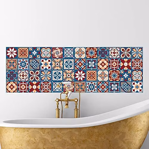 Walplus Westminster Tiles Wall Stickers, Multicolour Self-Adhesive Vinyl Decals, 12 pcs, 20 x 20 cm – 1
