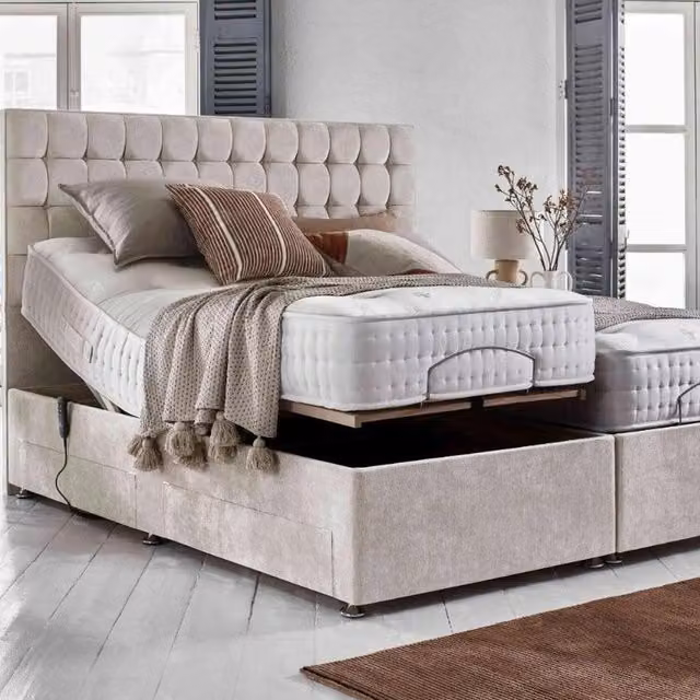 Paradies Deluxe Electric Adjustable Bed with Memory Foam Mattress, Mink, W/D/H: 90 x 200 cm