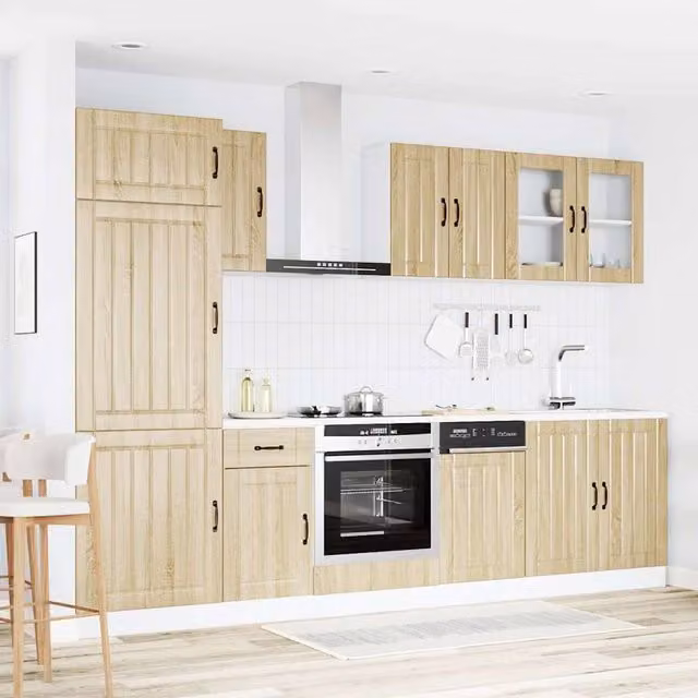 Berkfield Home Kalmar 8 Piece Kitchen Cabinet Set in Sonoma Oak Light Brown