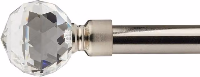 NewEdgeBlinds Cristalla Extendable Eyelet Metal Curtain Pole Set in Satin Silver, 160 cm