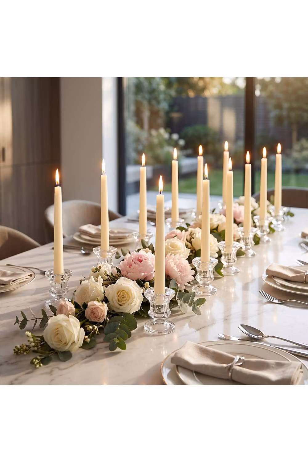 Living and Home 12 Pack Clear Glass Taper Candle Holders for Weddings and Parties – 2