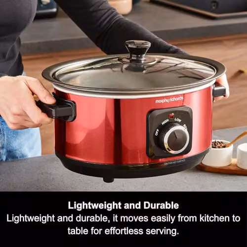 Morphy Richards Accents 3.5L Sear & Stew Slow Cooker, Red – 2