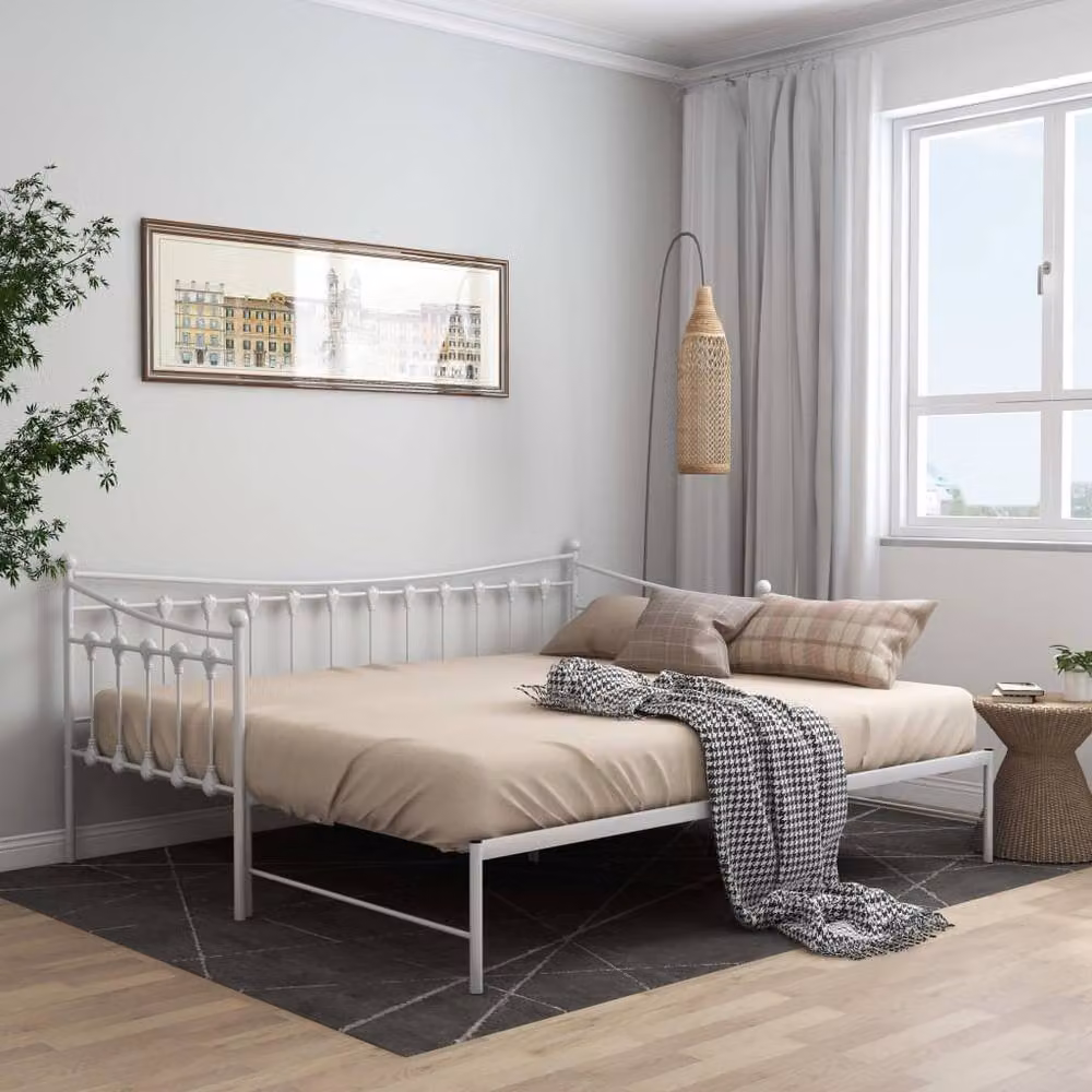 Berkfield Home White Metal Pull-out Sofa Bed Frame W: 90 cm, L: 200 cm – 2