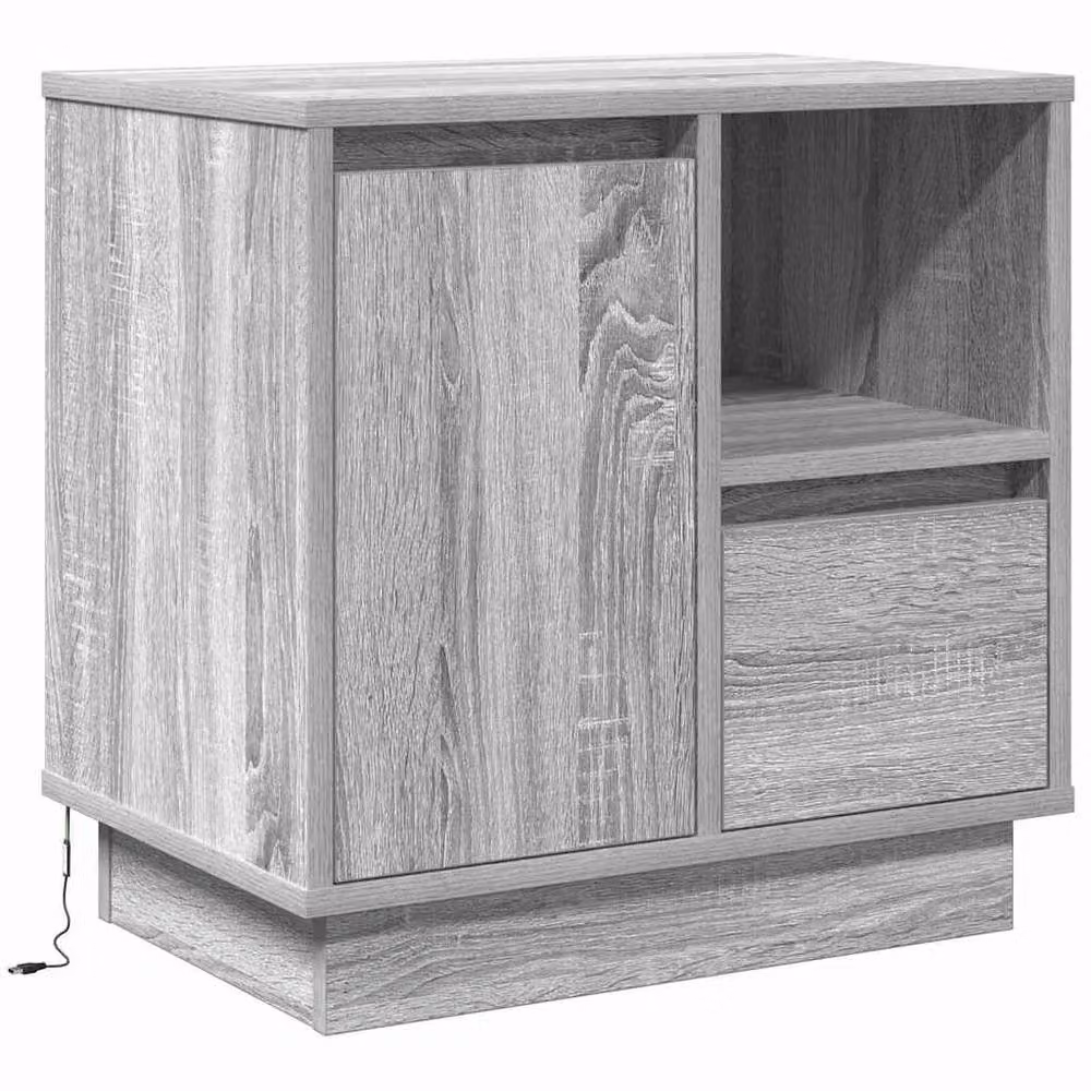Berkfield Home Modern Bedside Cabinet with Integrated LED Lighting in Grey Sonoma, W: 50 cm, D: 34 cm, H: 50 cm – 2