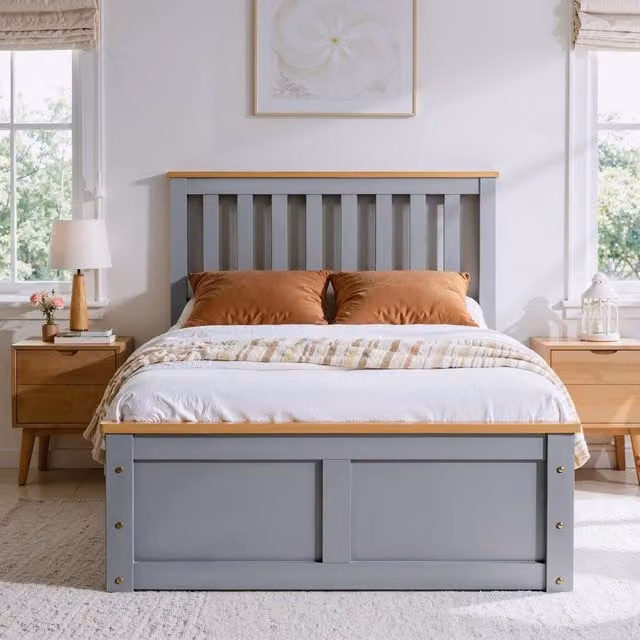Comfy Living Ltd Grey Fabric Wooden Ottoman Gas Lift Storage Bedframe, W/D/H: 140 x 200 cm – 1