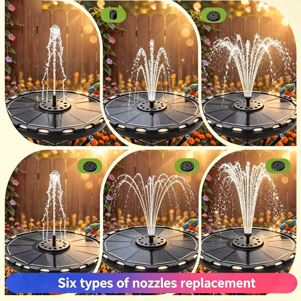 Quipulse Solar-Powered Floating Multicoloured RGB Fountain in Black – 8