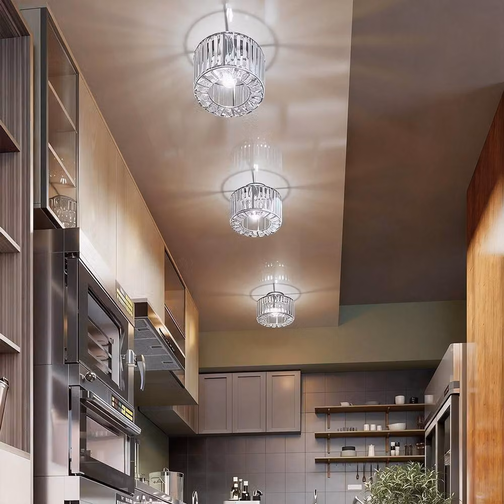 Emitto Crystal Ceiling Light Chandelier in Chrome and Transparent Glass with E27 Fitting – 2