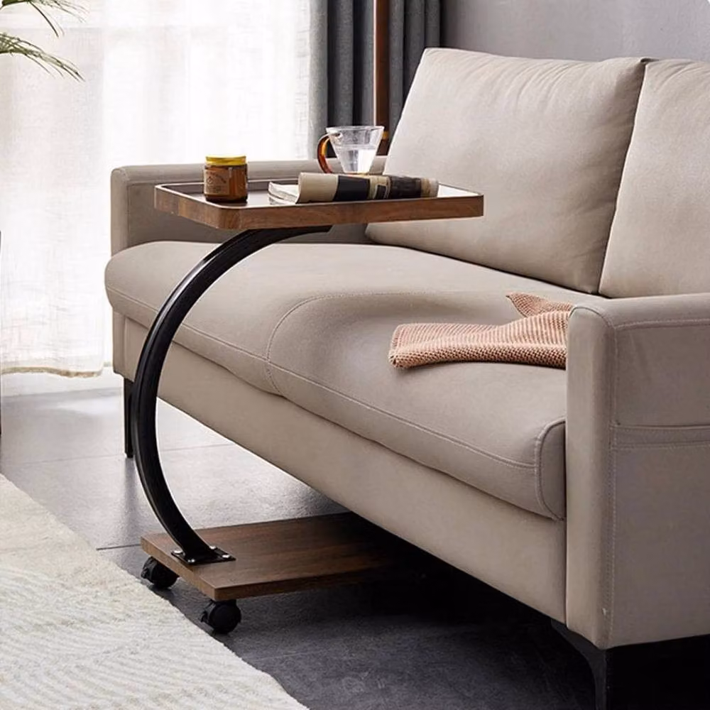 FORGEVIO C Shaped Sofa End Table in Brown, W/D/H: 40 x 40 x 60 cm – 5