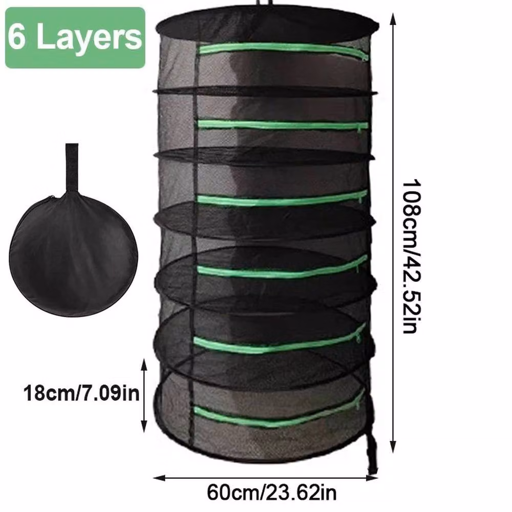 FLAVORA 6 Tier Large Hanging Mesh Drying Rack in Black – 2