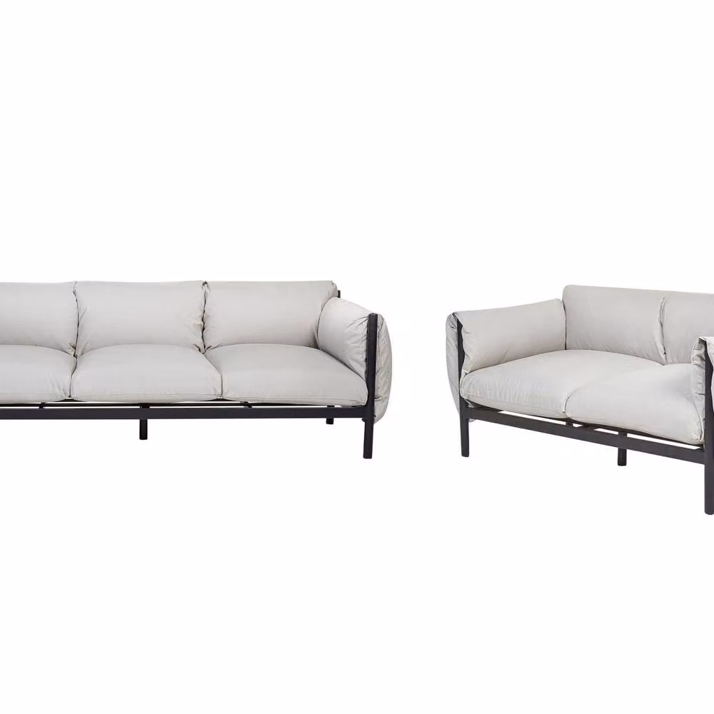 Wyld and Coco Five-Seater Garden Sofa Set with Grey Weather-Resistant Upholstered Cushions and Powder-Coated Aluminium Frame – 2