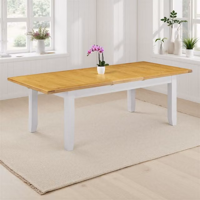 Seconique Classic Rectangular Extendable Wood Dining Table in Grey and White