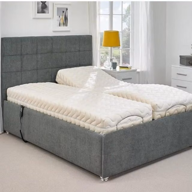 Paradies Restwell Adjustable Bed with Foam Mattress in Grey Upholstered Fabric with Wireless Remote