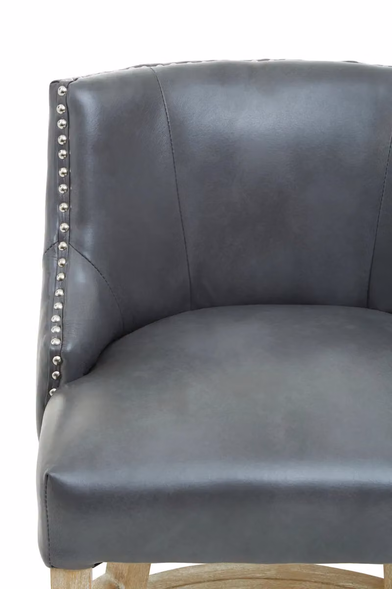 Interiors by Premier Orsina Grey Velvet Bar Stool with Back and Footrest – 2