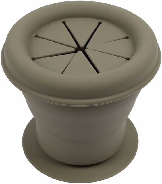 Tiny Dining Silicone No Spill Snack Pot with Suction Cup, Beige, 330ml – 1