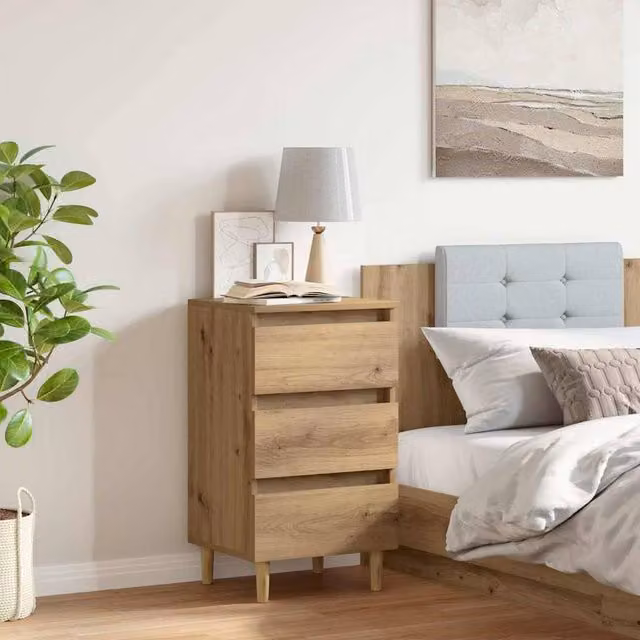 Berkfield Home Classic Bedside Cabinet in Artisan Oak Brown, W/D/H: 40 x 35 x 69 cm