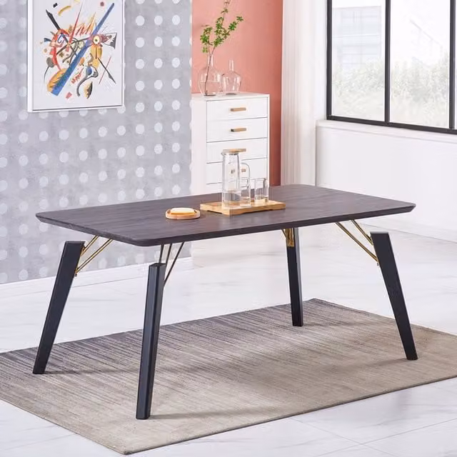 Life Interiors Cosmo LUX Rectangular Wooden Dining Table in Black and Gold