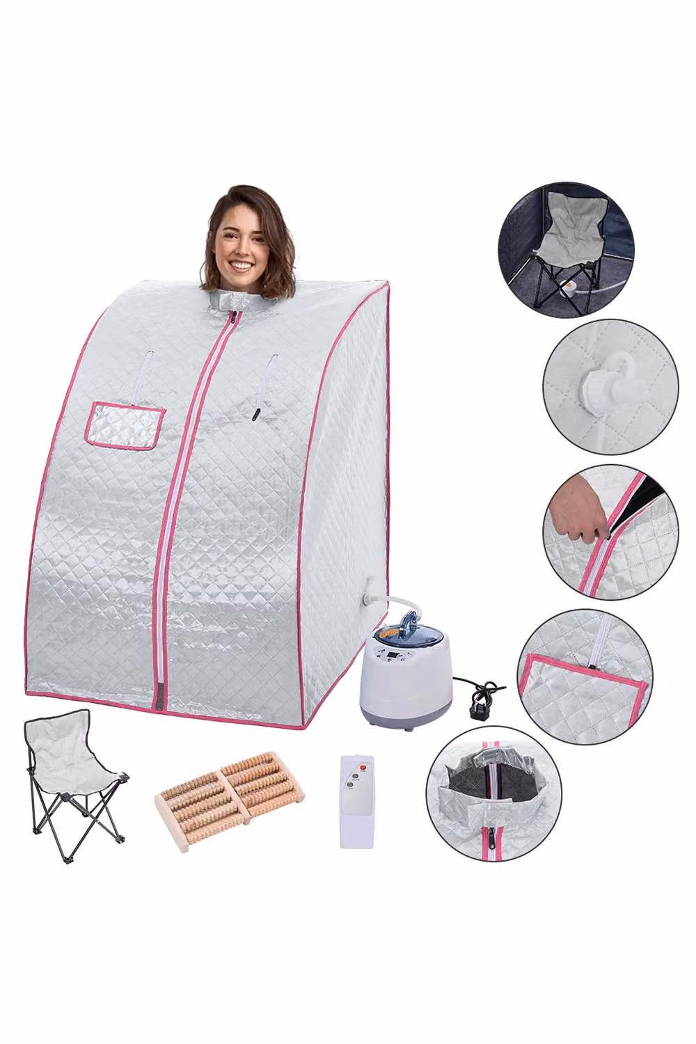 H&O Direct Personal Full Body Sauna Spa in Silver – 2