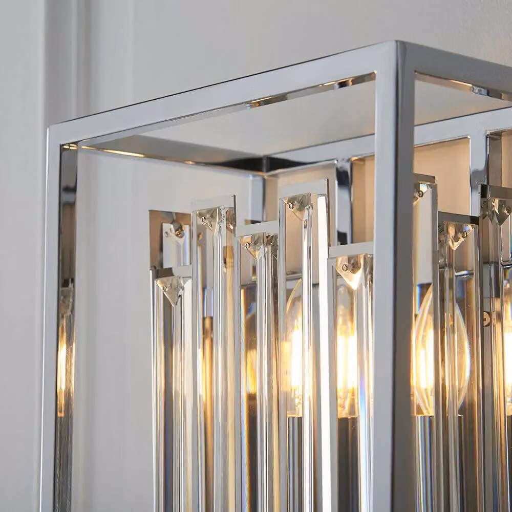 Loops Dimmable Crystal and Chrome Wall Light with Transparent Glass – 2