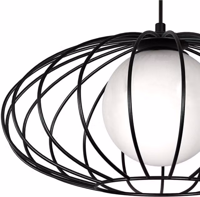 Milagro Kronos Black Pendant Lamp with Glass and Metal Sphere Design