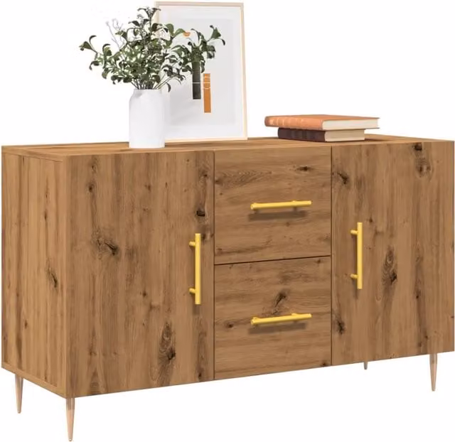 Berkfield Home Artisan Oak Sideboard in Brown, W/D/H: 100 x 36 x 60 cm
