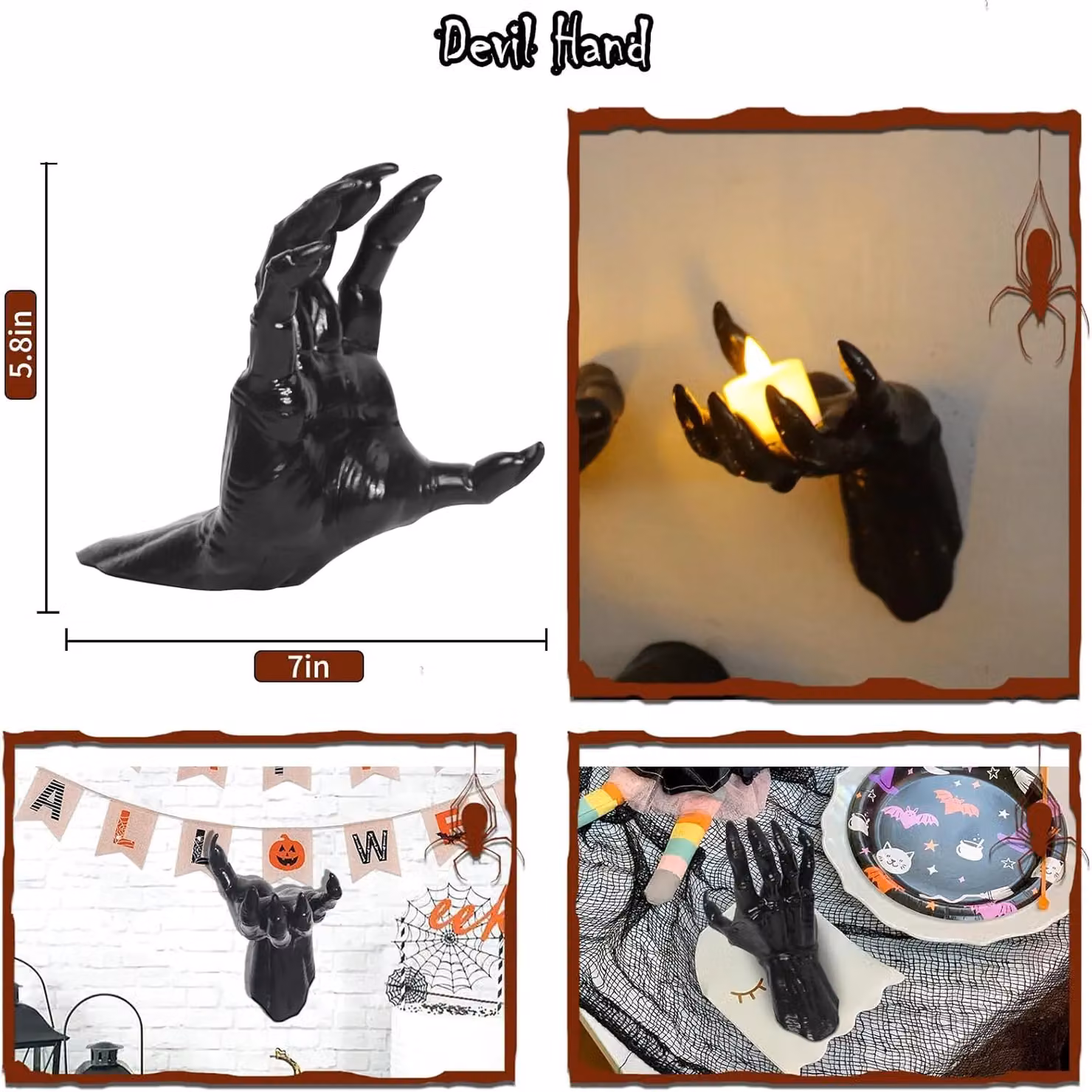 Garwarm Himmel Creepy Reaching Hands Black Resin Wall Decor, 3 Pack – 4